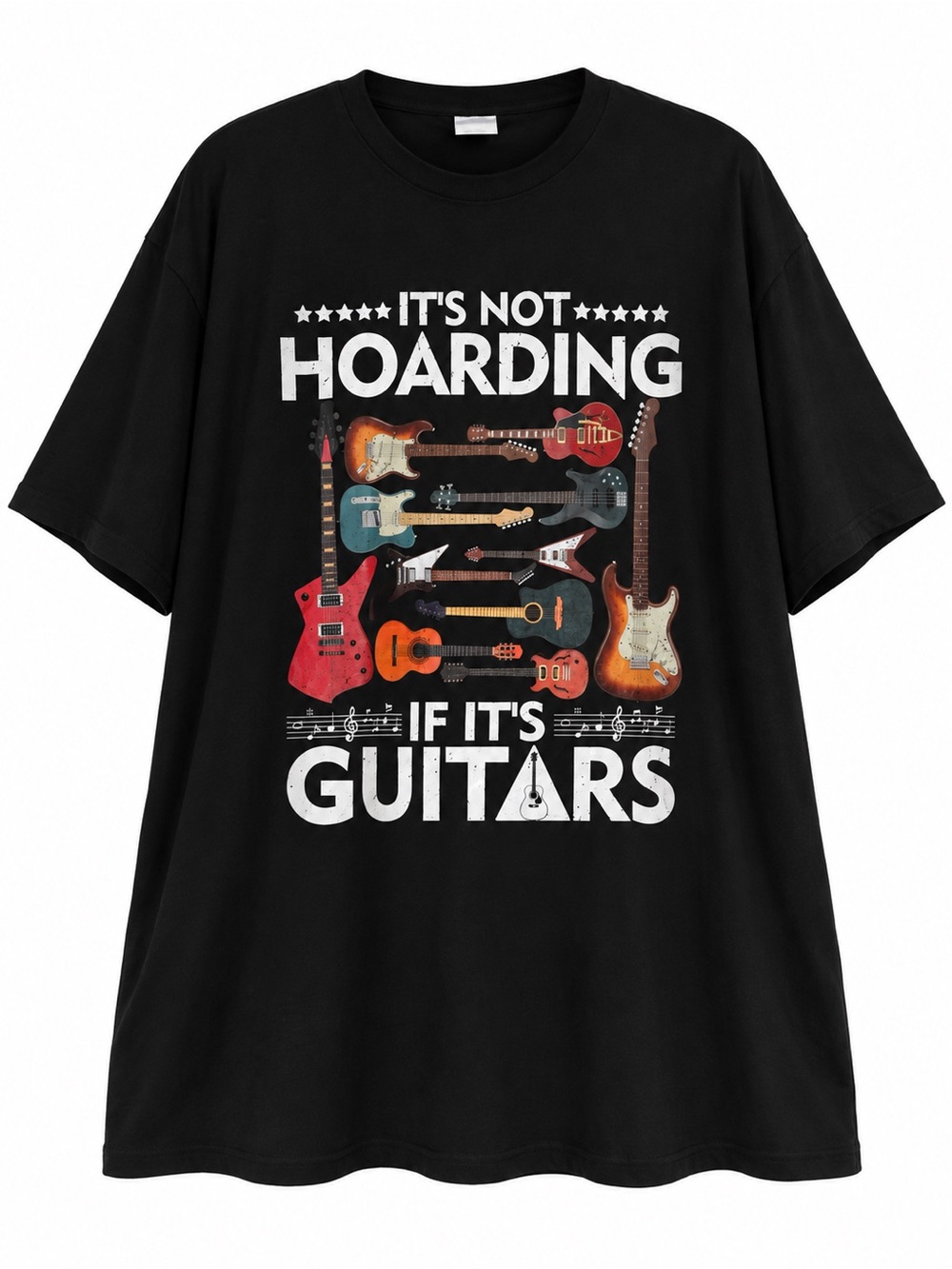 Men’s 3XL Black Graphic Tee - It's Not Hoarding If It's Guitars NWT GREAT GIFT